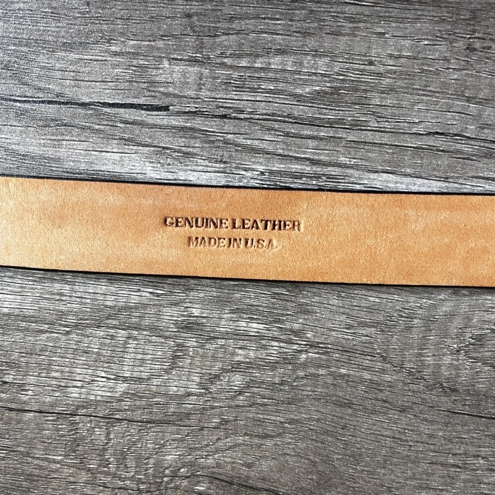 VTG W Kleinberg Leather Belt 44‎ Brown Gold Buckle USA Designer Classic Minimal